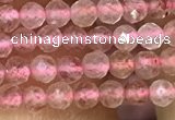 CTG1019 15.5 inches 2mm faceted round tiny strawberry quartz beads