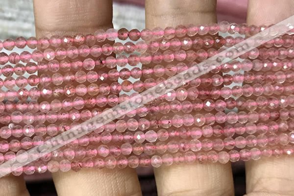 CTG1019 15.5 inches 2mm faceted round tiny strawberry quartz beads