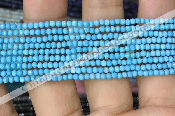 CTG1055 15.5 inches 2mm faceted round tiny turquoise beads