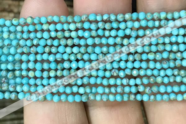 CTG1056 15.5 inches 2mm faceted round tiny turquoise beads