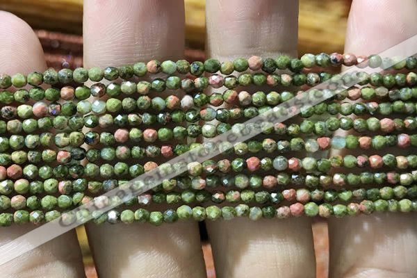CTG1060 15.5 inches 2mm faceted round tiny unakite gemstone beads
