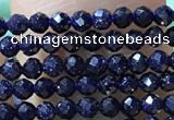 CTG1067 15.5 inches 2mm faceted round tiny blue goldstone beads