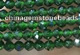 CTG1068 15.5 inches 2mm faceted round tiny green goldstone beads