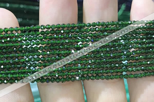 CTG1068 15.5 inches 2mm faceted round tiny green goldstone beads