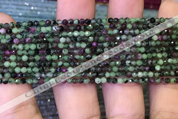 CTG1082 15.5 inches 2mm faceted round tiny ruby zoisite beads