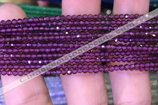 CTG1083 15.5 inches 2mm faceted round tiny purple garnet beads