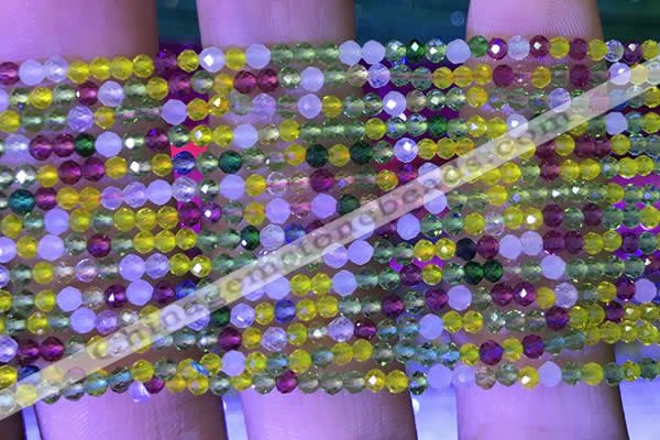 CTG1101 15.5 inches 2mm faceted round tiny quartz glass beads