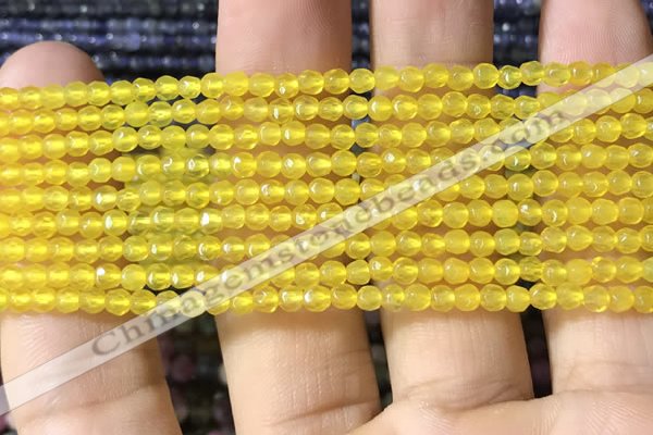 CTG1112 15.5 inches 3mm faceted round tiny yellow agate beads