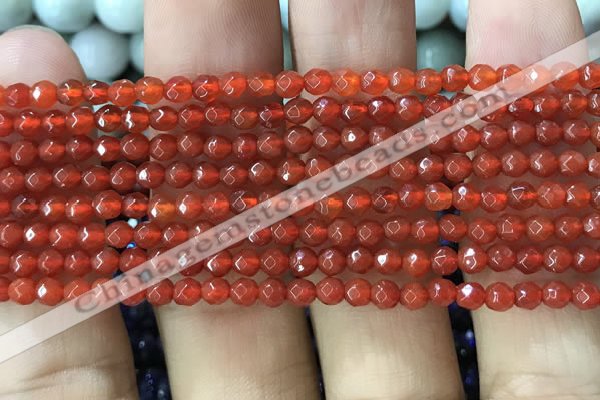 CTG1113 15.5 inches 3mm faceted round tiny red agate beads