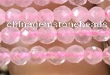 CTG1124 15.5 inches 3mm faceted round tiny rose quartz beads