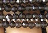 CTG1128 15.5 inches 3mm faceted round tiny smoky quartz beads