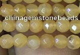 CTG1149 15.5 inches 3mm faceted round tiny yellow jade beads