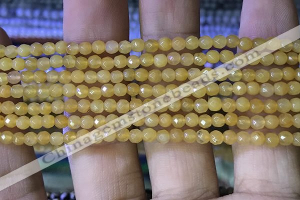 CTG1149 15.5 inches 3mm faceted round tiny yellow jade beads