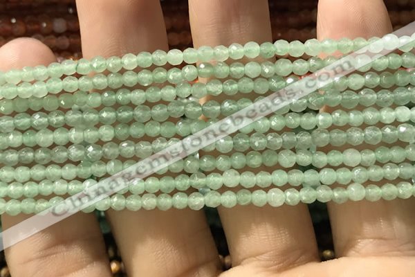 CTG1153 15.5 inches 3mm faceted round tiny green aventurine beads