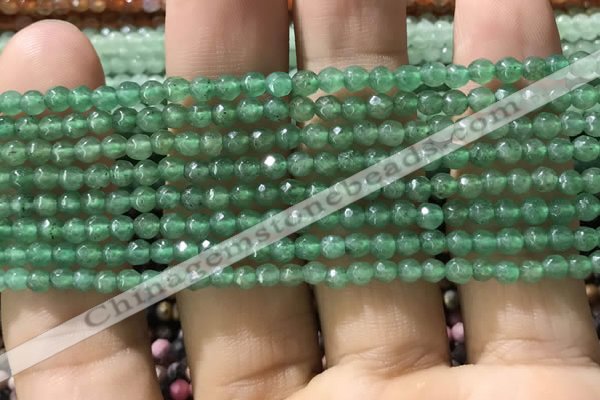 CTG1154 15.5 inches 3mm faceted round tiny green aventurine beads