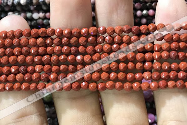 CTG1159 15.5 inches 3mm faceted round tiny red jasper beads