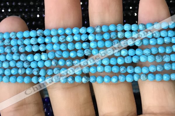CTG1171 15.5 inches 3mm faceted round tiny turquoise beads