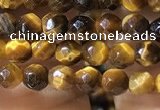 CTG1184 15.5 inches 3mm faceted round tiny yellow tiger eye beads