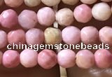 CTG1188 15.5 inches 3mm faceted round pink wooden fossil jasper beads