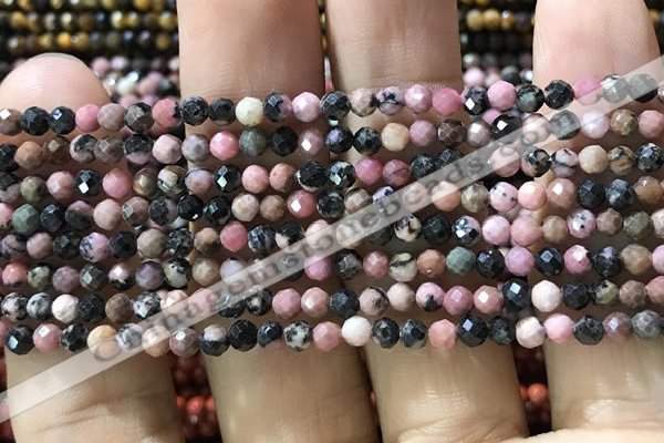 CTG1189 15.5 inches 3mm faceted round rhodonite gemstone beads