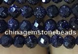 CTG1191 15.5 inches 3mm faceted round blue goldstone beads