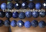 CTG1193 15.5 inches 3mm faceted round tiny blue dumortierite beads