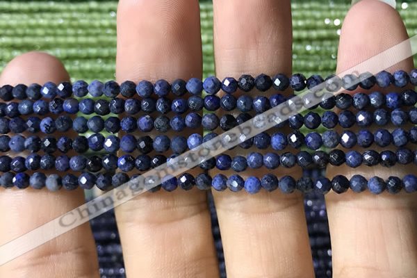 CTG1193 15.5 inches 3mm faceted round tiny blue dumortierite beads