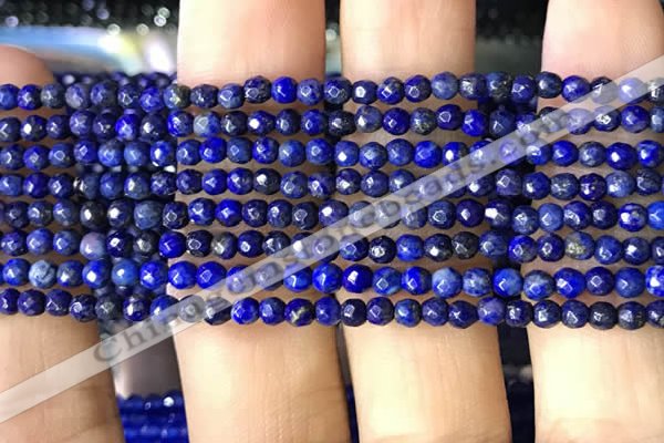 CTG1194 15.5 inches 3mm faceted round tiny dyed lapis lazuli beads