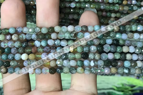 CTG1210 15.5 inches 4mm faceted round tiny Indian agate beads