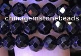 CTG1218 15.5 inches 4mm faceted round tiny black spinel beads