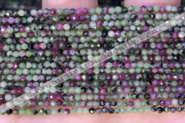 CTG1314 15.5 inches 2mm faceted round ruby zoisite beads