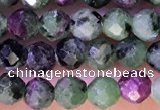 CTG1316 15.5 inches 4mm faceted round ruby zoisite beads