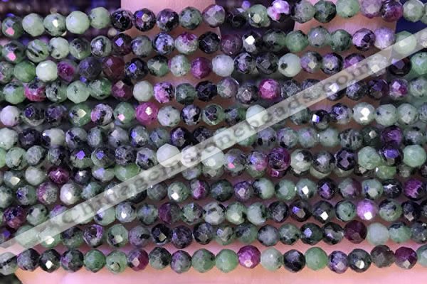 CTG1316 15.5 inches 4mm faceted round ruby zoisite beads