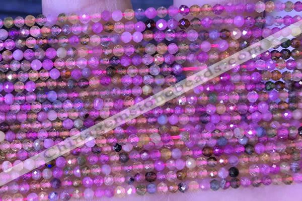 CTG1325 15.5 inches 2mm faceted round tourmaline beads wholesale