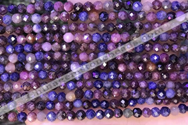 CTG1338 15.5 inches 4mm faceted round ruby & sapphire beads