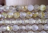 CTG1360 15.5 inches 2mm faceted round golden rutilated quartz beads