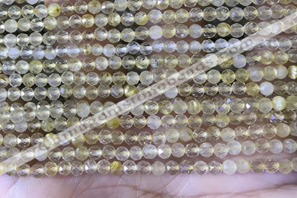 CTG1361 15.5 inches 3mm faceted round golden rutilated quartz beads