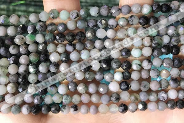 CTG1388 15.5 inches 4mm faceted round tiny emerald beads