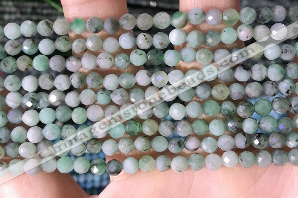 CTG1390 15.5 inches 4mm faceted round tiny emerald beads