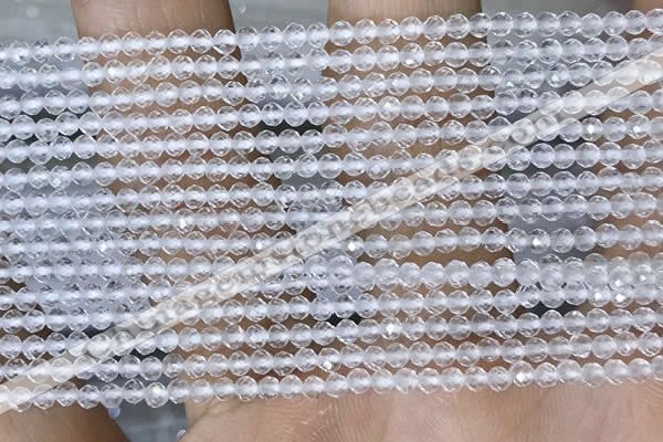 CTG1400 15.5 inches 2mm faceted round white crystal beads wholesale