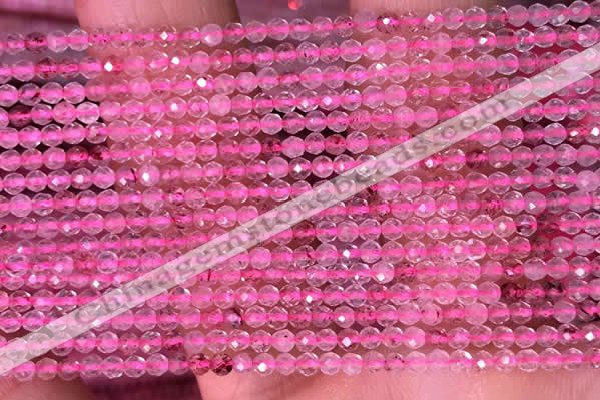 CTG1406 15.5 inches 2mm faceted round strawberry quartz beads