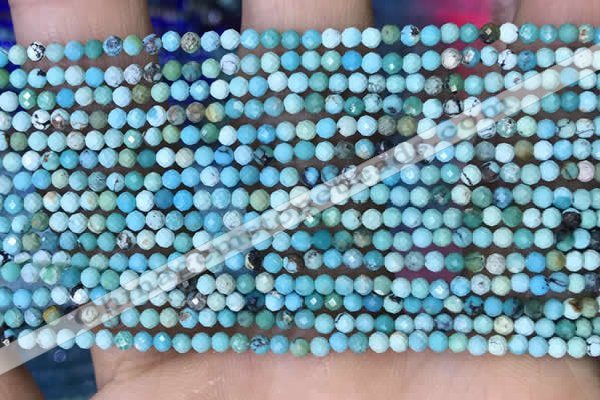 CTG1424 15.5 inches 2mm faceted round turquoise beads wholesale