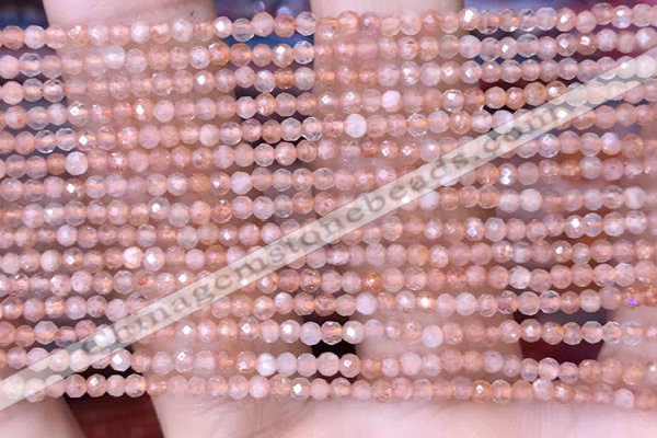 CTG1455 15.5 inches 2mm faceted round sunstone beads wholesale