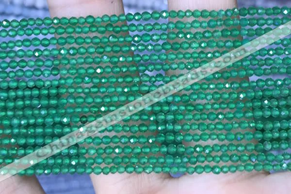 CTG1463 15.5 inches 2mm faceted round green agate beads