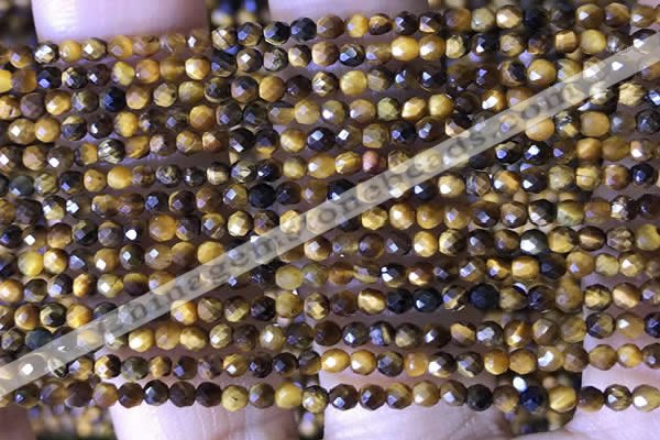 CTG1465 15.5 inches 2mm faceted round yellow tiger eye beads