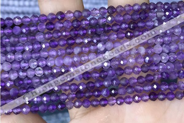 CTG1484 15.5 inches 3mm faceted round amethyst gemstone beads