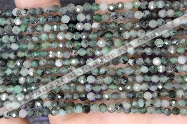 CTG1500 15.5 inches 3mm faceted round emerald gemstone beads