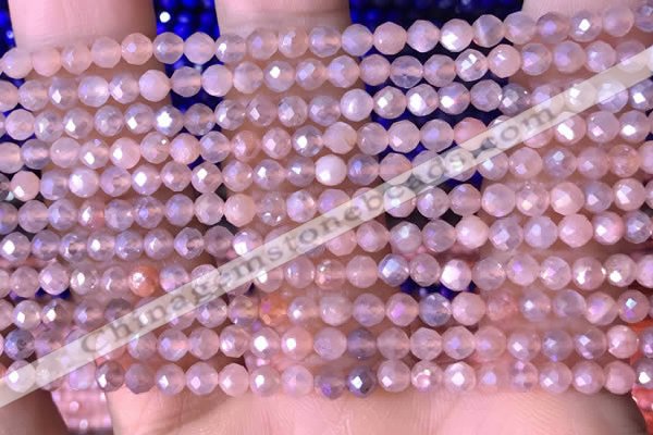 CTG1505 15.5 inches 3mm faceted round AB-color moonstone beads