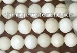 CTG1516 15.5 inches 3mm faceted round white fossil jasper beads