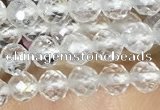 CTG1530 15.5 inches 4mm faceted round white crystal beads wholesale